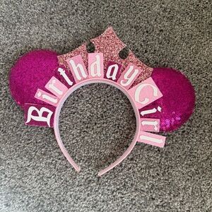 Pink Birthday Girl Minnie Ears Headband